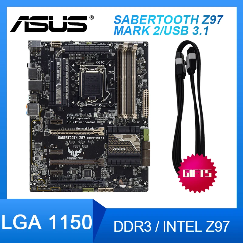 Online FÜR ASUS SABERTOOTH Z97 MARK2/USB 3,1 Desktop-Mainboard Intel Z97 LGA 1150 DDR3 32GB PCI-E 3,0 USB 2,0 ATX Verwendet Motherboard