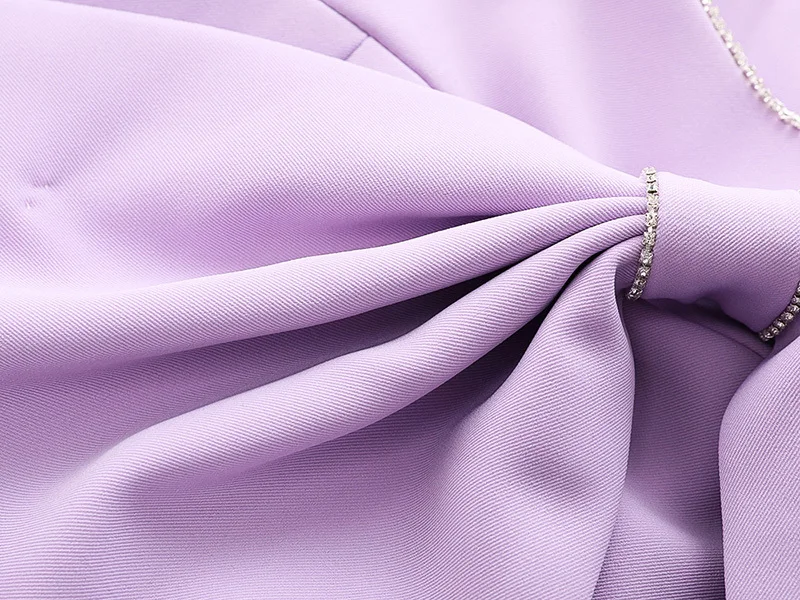 

[EAM] Women Purple Rhinestone Bow Spliced Short Tank Tops New Sleeveless Personality Fashion Tide Spring Summer 2021 1DE0206