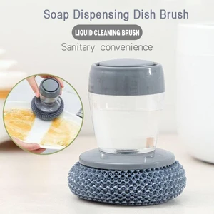 Magic Soap Dispensing Palm Brush Kitchen Dish Cleaning Brush Scrubber Soap Dispenser Brush Dishwashing Kitchen Cleaning Tools