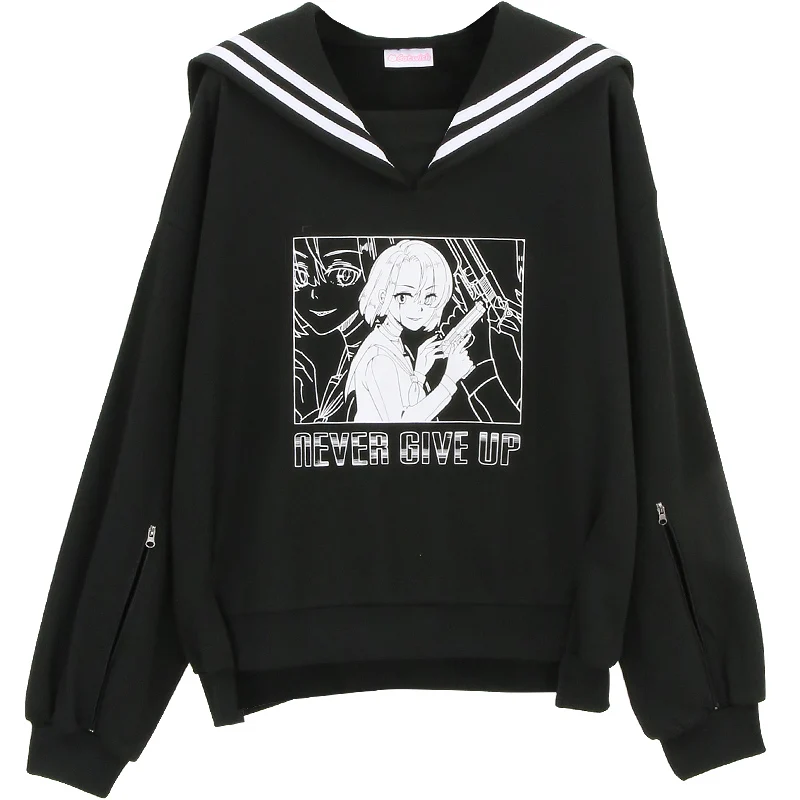 Pre-sale September Navy Wind Gridrunner Girl Аниме панк уличная Толстовка Готическая японская Лолита Harajuku женские толстовки с матросским воротником панк - Цвет: Pre-sale September