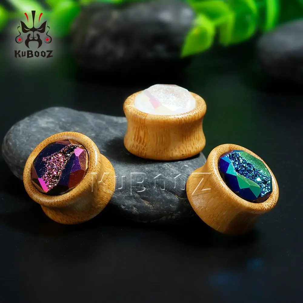 Kubooz новые Бамбуковые ушные расширительные Сережки для пирсинга полосы украшения для тела модный подарок для человека Унисекс 8-25 мм