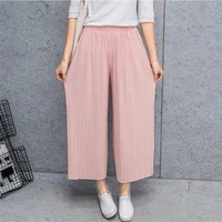 fold pleated pants womens trousers for women bottoms spring summer casual pant mid waist wide leg pants female pantalon mujer