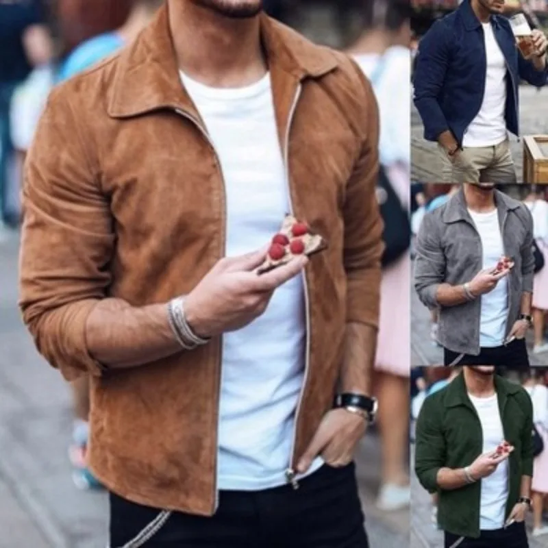 

ZOGAA 2021 Men's Deerskin Fleece Jacket Fashion Casual Solid Color Men's Top Suitable for Sporty Men's Clothing Large Size Loose