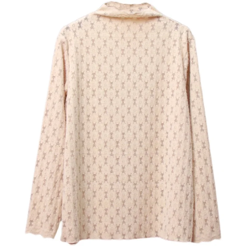 

Women's Clothing T-Shirts Plus Size Spring Tees 2021 Casual Mock Neck Long Sleeve Lace Tops Camiseta Mujer
