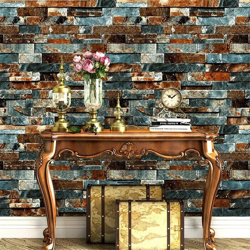 

WELLYU papel de parede Imitation brick wallpaper retro nostalgic antique old 3d stone pattern marble background wall paper