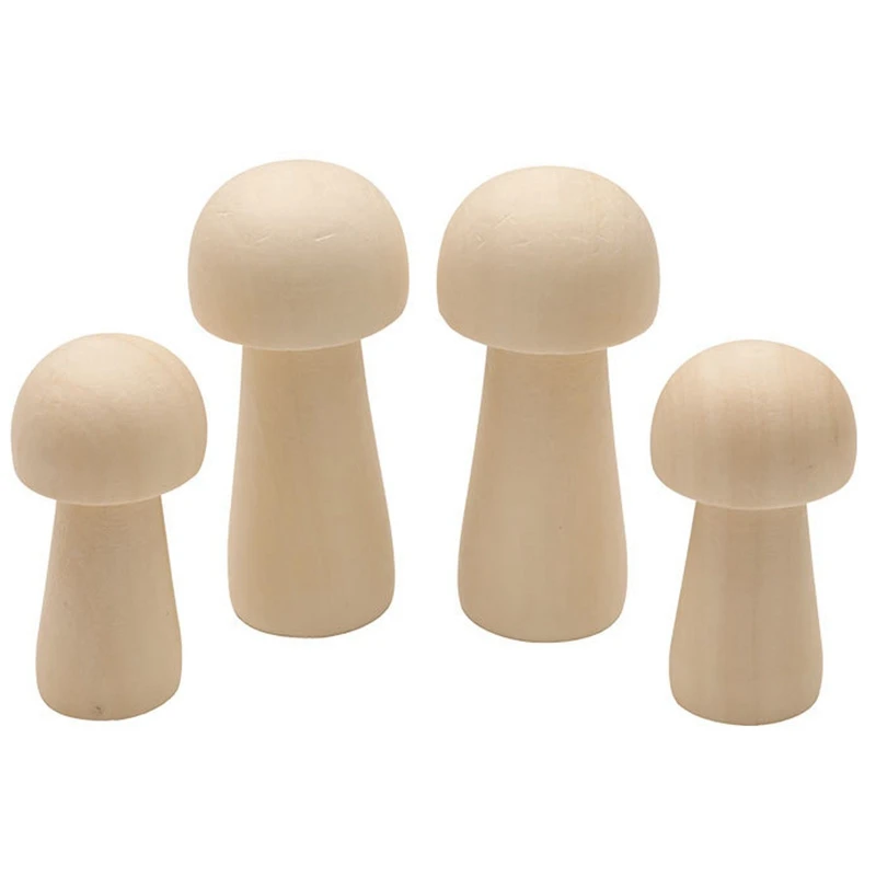 

20Pcs Wooden Doll Mushroom Head Small Sculpture DIY Painting Peg Dolls Ornament Craft Kids Toys Decoration 85MM & 65MM