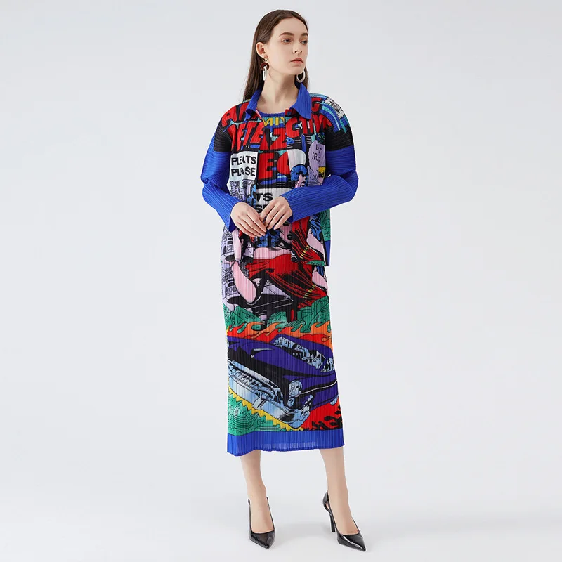 

Issey Miyake pleated ladies jacket jacket casual personality trend printing jacket female spring design sense niche ladies dress