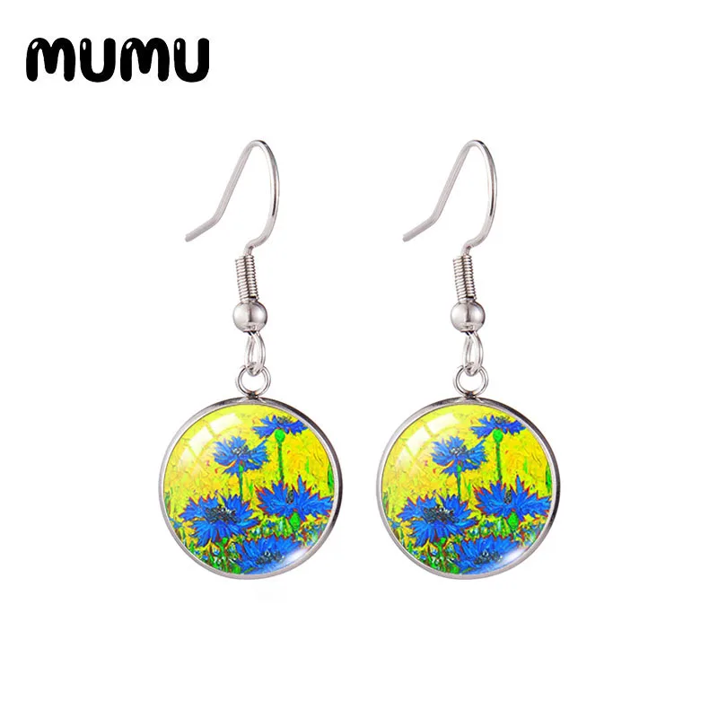 Новинка 2020 серьги в виде синих васильковых цветов ювелирные изделия круглой