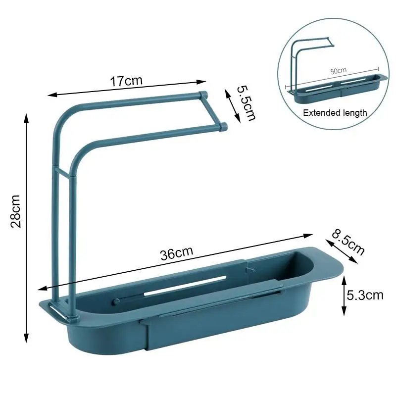 

Telescopic Sink Rack Adjustable Soap Songe Dish Drainer Storage Basket Bathroom Kitchen Sink Accessories
