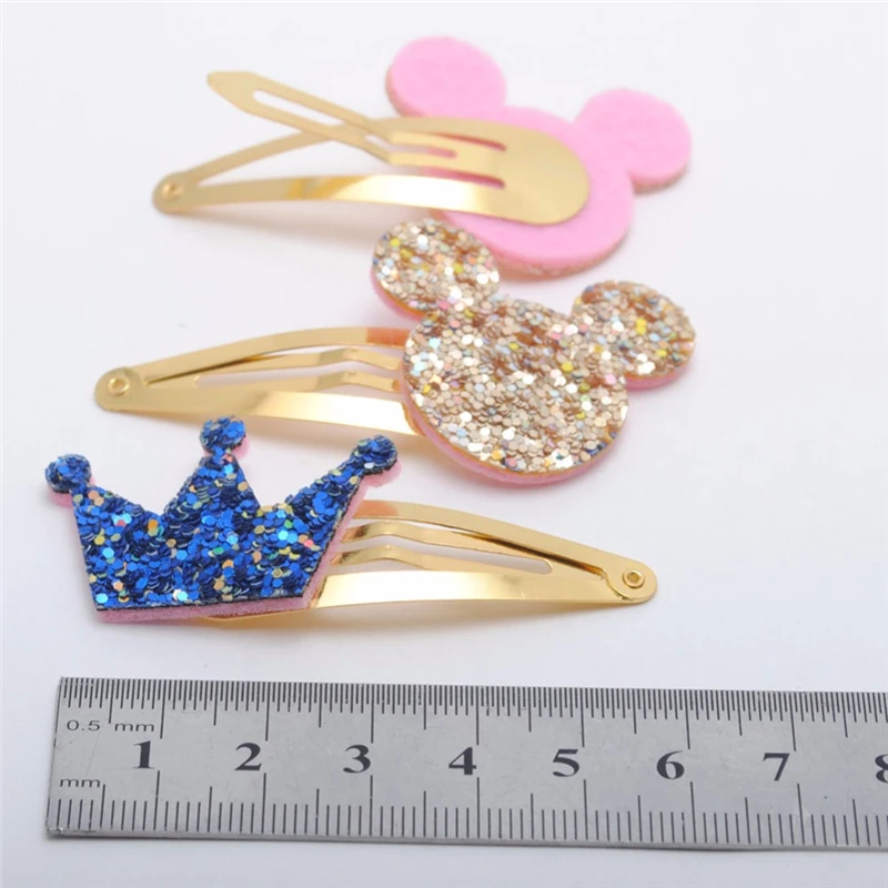8/ 10 Pcs New Gold Plated Girls Mickey Ears Hair Clips Kids Glitter Hairpins Star Crown Barrette Accessories | Детская одежда и