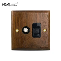 satellite data socket wallpad walnut wood panel satellite tv data cat6 rj45 socket