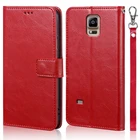 Роскошный кожаный чехол-книжка для телефона Samsung Galaxy Note 4 N9100, Оригинальный чехол-книжка с подставкой и ремешком