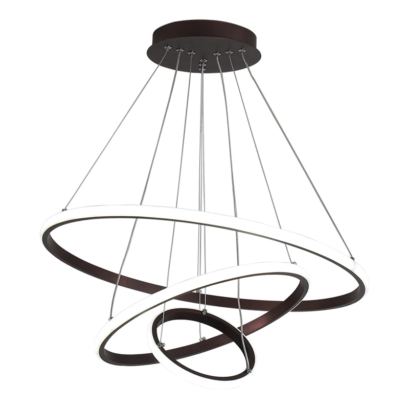 

White/Coffee LED Pendant lights for living room foyer Circle Rings acrylic aluminum body LED home Lamp fixtures AC85-260V dero