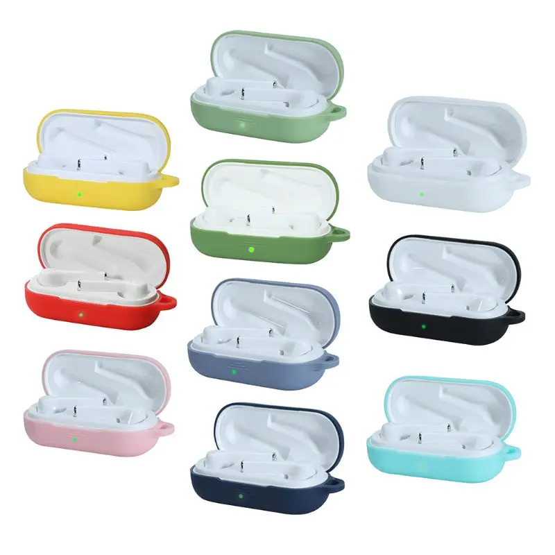 

For hua wei flypods 3i bluetooth earpods Case Silicone With Metal Hook Shockproof Earphones Skin Protective Earbuds Cover