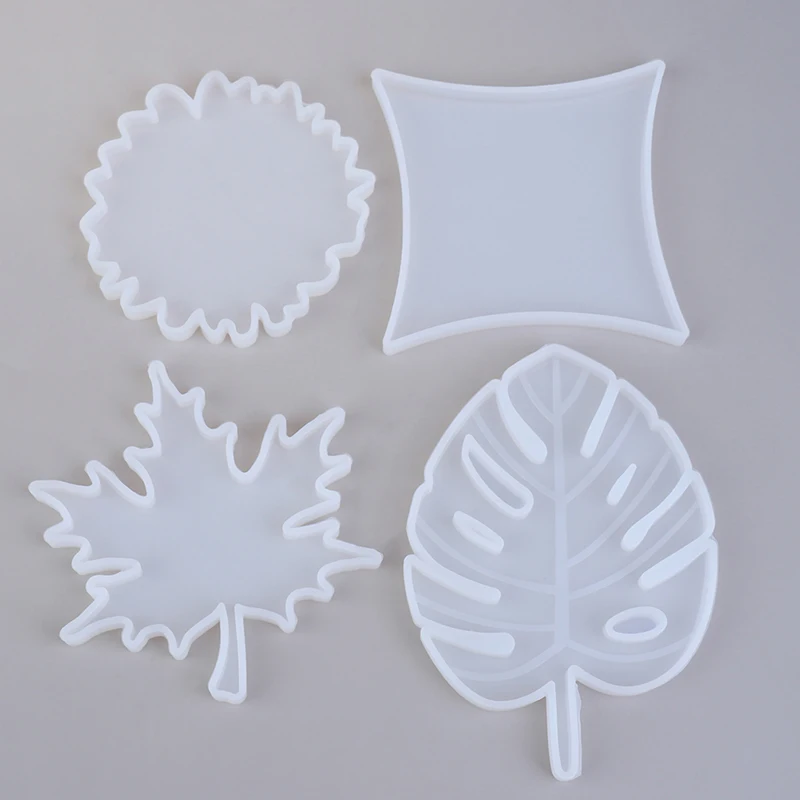 

DIY Coaster Carfts Epoxy Mold UV Resin Crystal Silicone Molds Round Maple Leaf Shape Decorations Making
