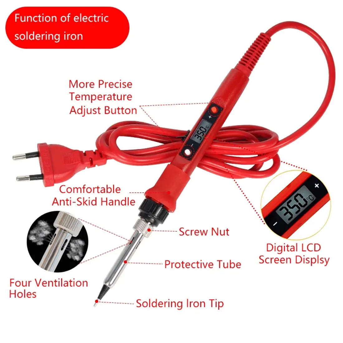 

Electric soldering iron 80W LCD Digital Display Adjustable temperature soldering iron tips 220V/110V Welding solder tools