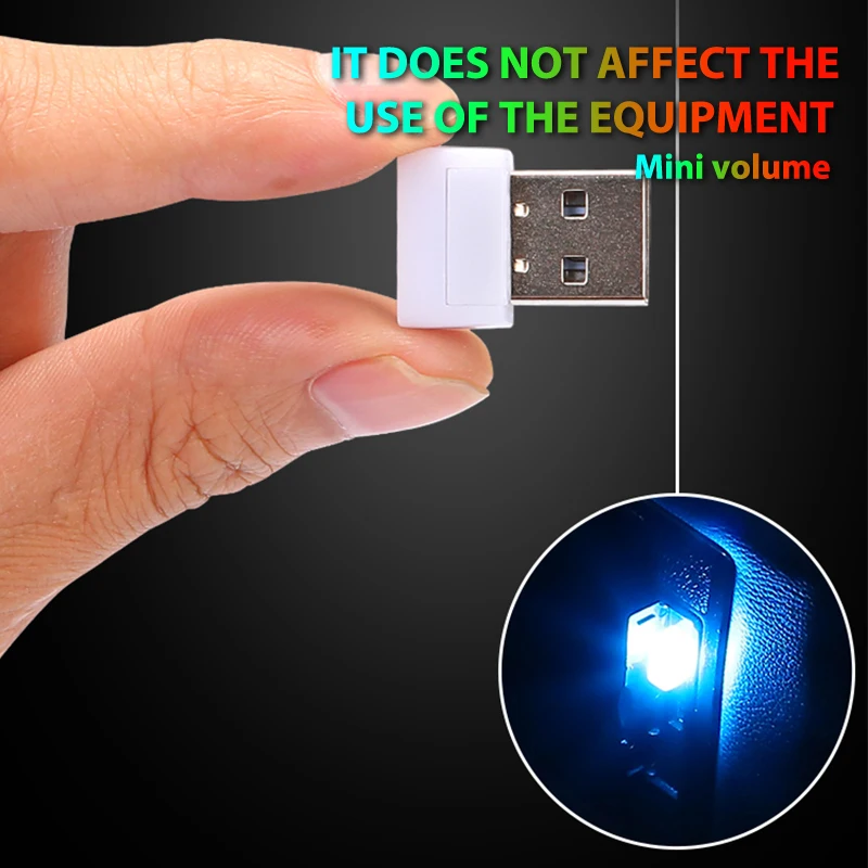 

Мини-USB цветной декоративный светильник с голосовым управлением, автомобильное светодиодное аварийное освещение