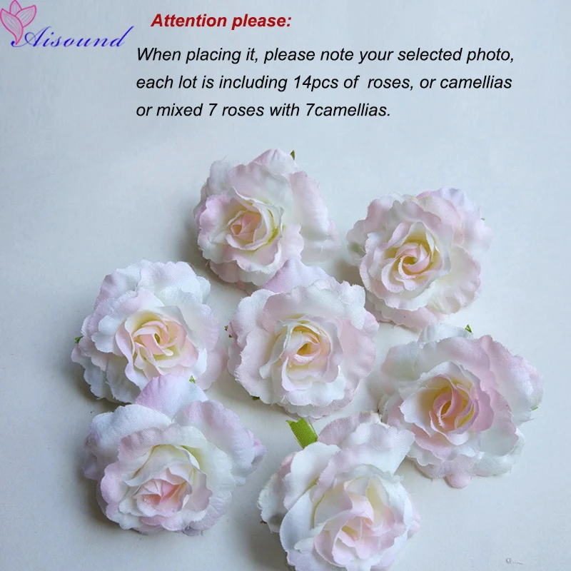 14pcs Artificial Silk Rose Flowers Heads Fake Camellia As DIY Craft Supplies Of Wreath Wedding Decoration flores