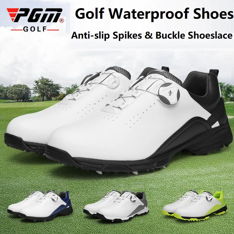 Pgm Golf Shoes Men Anti-Skid Spikes Waterproof Sneakers Breathable Sports Trainers Shoes Golf Chaussure Zapato Golf Sneakers