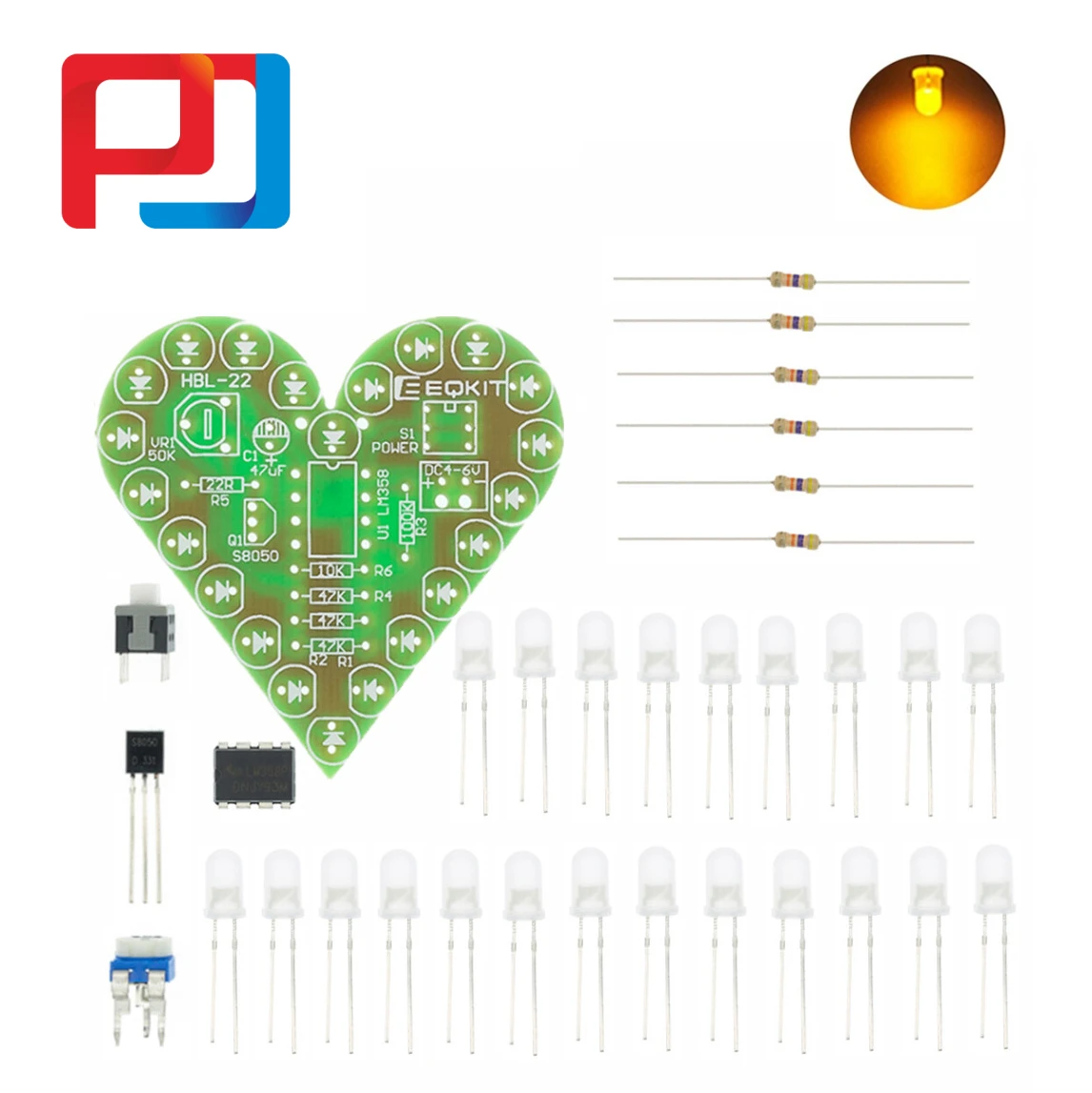 SM Heart Shape Breathing Lamp Kit LED Suite PULAR Red White Blue Green Electronic Production for Learning laboratory | Лампы и