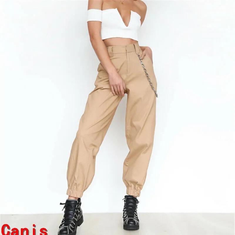 Женские брюки шаровары с высокой талией цепочкой|Брюки| |