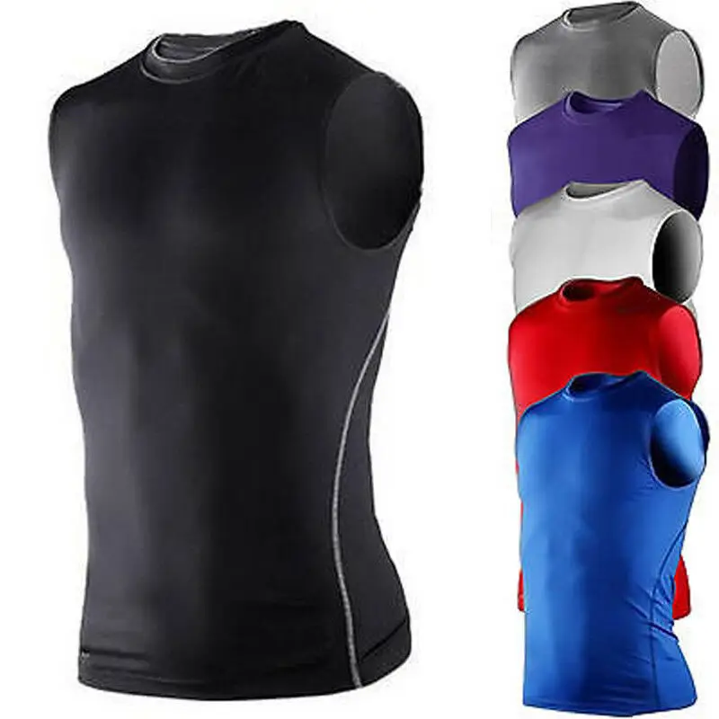 

Men Fitness Comfy Soft T-Shirts Compression Sleeveless Vest Base Layer Tank Tops