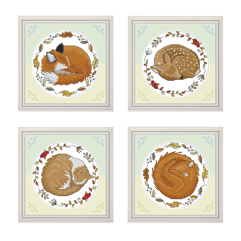 Joy Sunday Набор для вышивки крестом спячка маленькая Серия животных лиса Китти