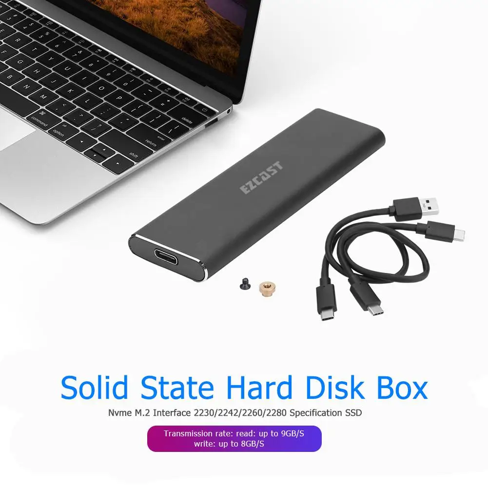 M2 SSD чехол NVME PCIe корпус M.2 к USB Type C 3. 0 GEN2 M Ключ адаптер жесткий диск коробка 10 Гбит/с