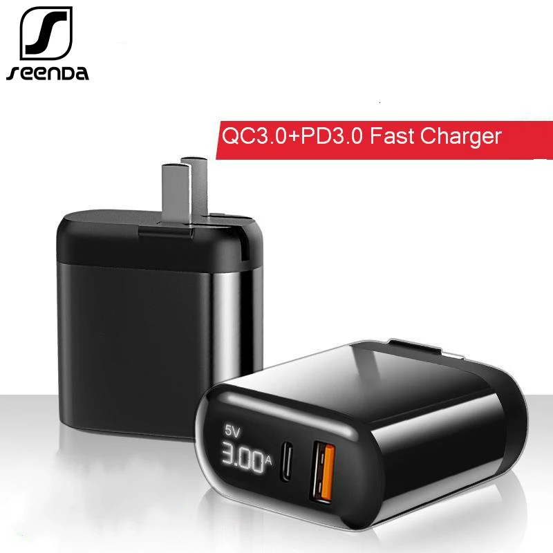 Зарядное устройство SeenDa 18 Вт USB C PD для iPhone 11 Pro Max Xs Тип 3 0 Мобильный телефон