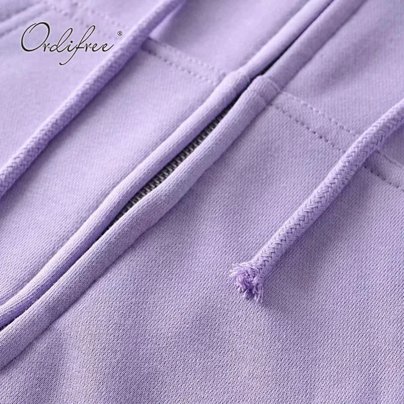 

Ordifree 2021 Autumn Oversized Women Hoodies and Sweatshirts Zipper Loose Female Hooded Sweatshirt