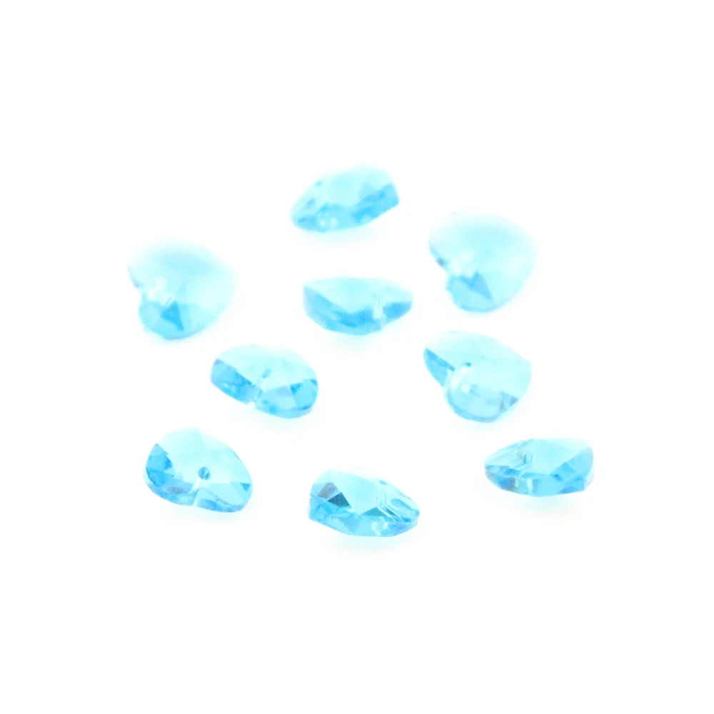 100 шт./лот 14 мм подвеска в форме сердца с кристаллами свет стразы цвета Аквамарин