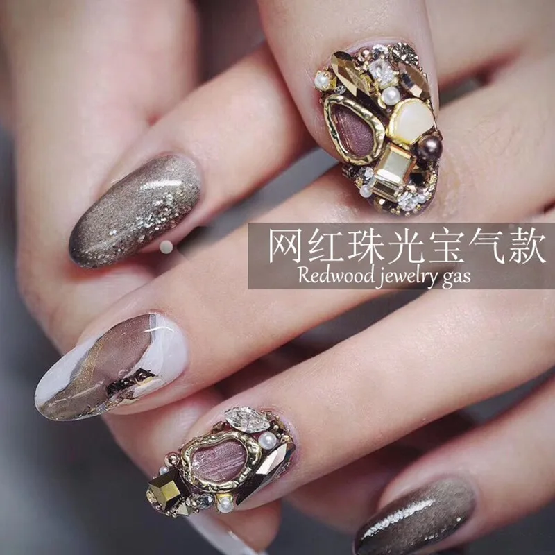 

Nail jewelry net red shell piece, hollow circle pearl crystal sand micro drill mixed manicure large shell piece