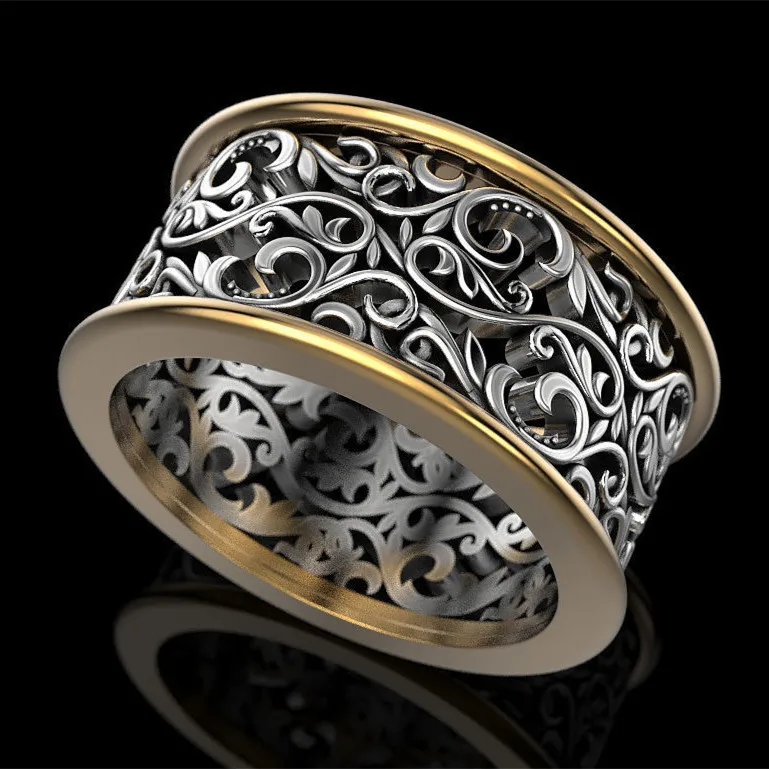 

Vintage Carved Vine Pattern Band Ring Punk Hallow Out Finger s For Women Metallic Style Party Delicate Jewelry G5C324