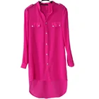 Женская шифоновая блузка-рубашка с длинным рукавом, размеры до 3XL