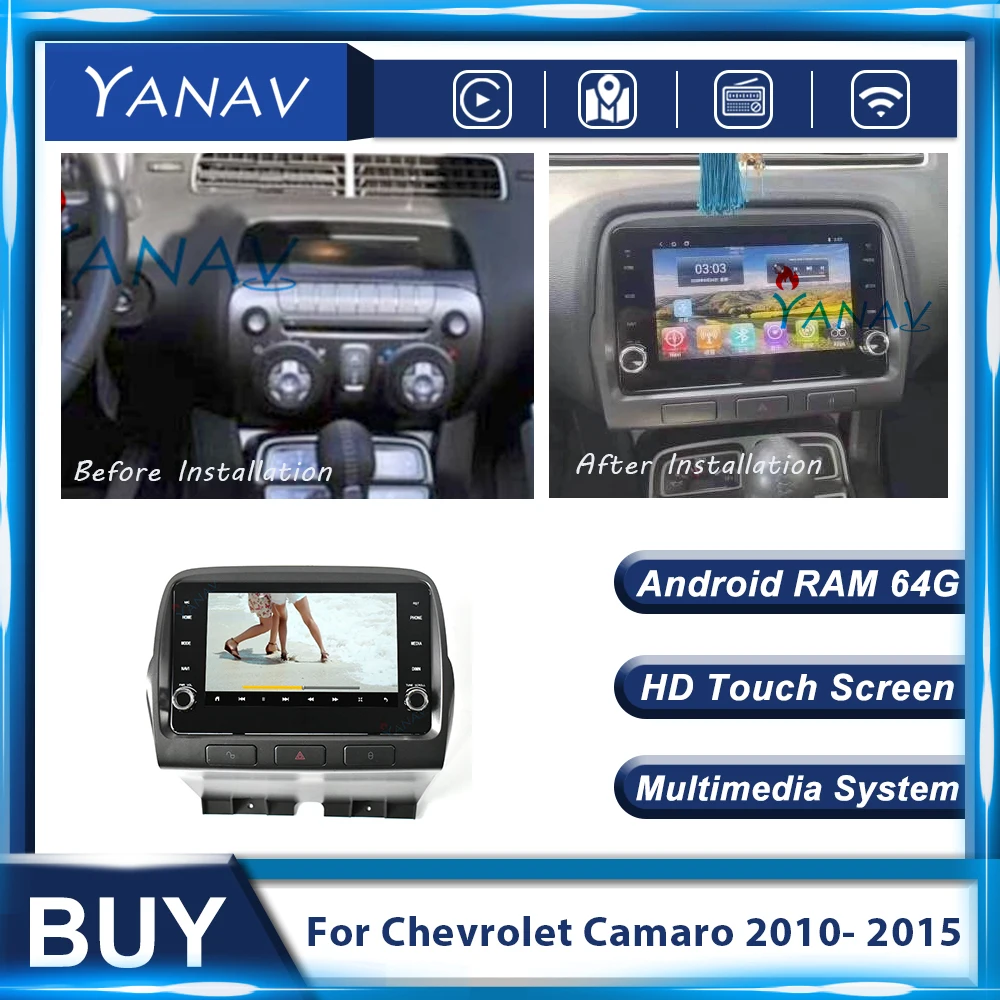 

Автомагнитола 2 Din, 128 ГГц, GPS-навигация, мультимедийный DVD-плеер для Chevrolet Camaro LS 2010-2015, автомагнитола, стерео