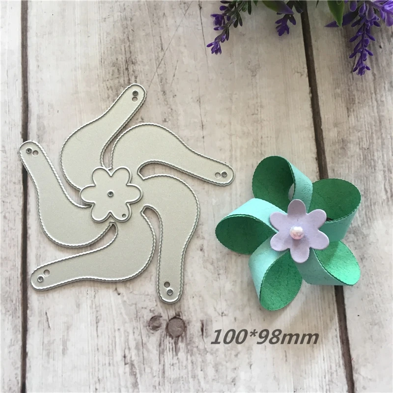 

3D Flower Windmill Metal Cutter Cutting Dies Scrapbook Album Album Card Making DIY Embossing Stencils Template 100*98mm