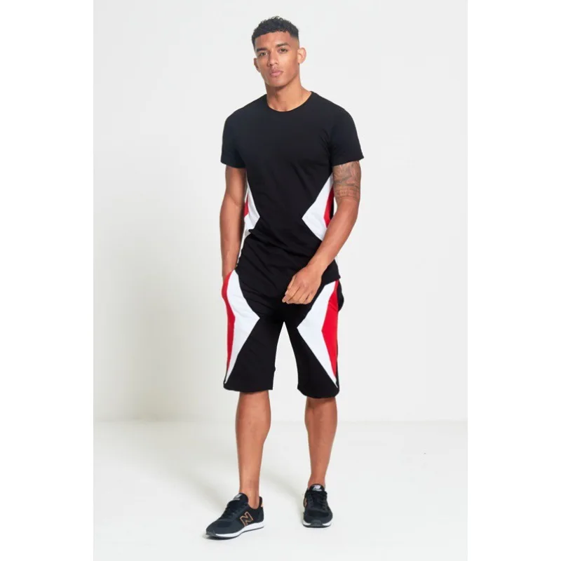 

The new 2021 summer outdoor sports leisure into color character article spell two men's short sleeve suit men's clothingTZ D 006