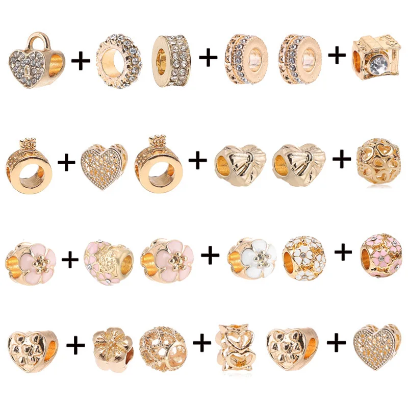 

2Pcs/Lot DIY Heart Shape Bow Beads Charms fit Pandor Bracelets Necklaces for Women Handmake Romantic Jewelry Gift