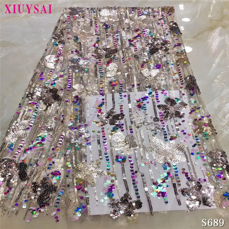 Африканская сетчатая кружевная ткань с блестками 2020 высококачественная