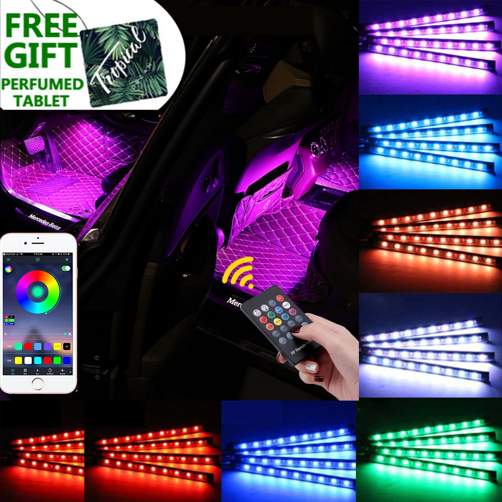 

RGB LED Strip Car Interior Atmosphere Light Dash Floor Foot Decorative Light Music sound Control Multiple lighting