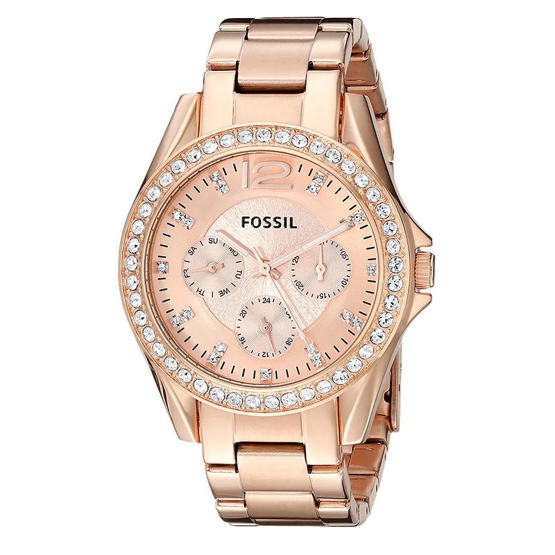 

Fossil Watch Women Riley Multifunction Rose-Tone Stainless Steel Watch Luxury Quartz Wrist Watches for Ladies ES2811