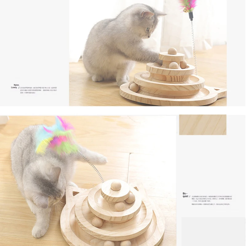 

3 Levels Pet Cat Toy Funny Tower Tracks Disc Cat Tracks Toys Training Intelligence Amusement Plate Cat Ball Toys For Cats Kitten