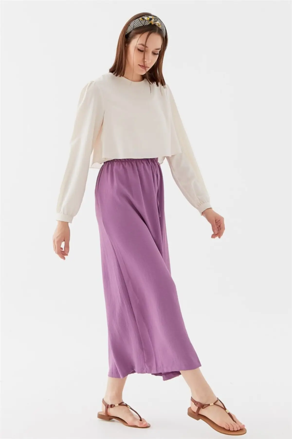 

A cut lilac skirt Women Muslim Tall Skirt 2022 Fashion