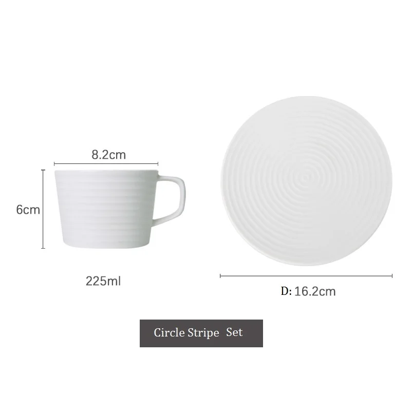 circle stripe Nordic Retro Europe Style Procelain Coffee Set Tea Set Cup and Saucer Set 200ml Japanese Style Unique Design - Цвет: circle stripe