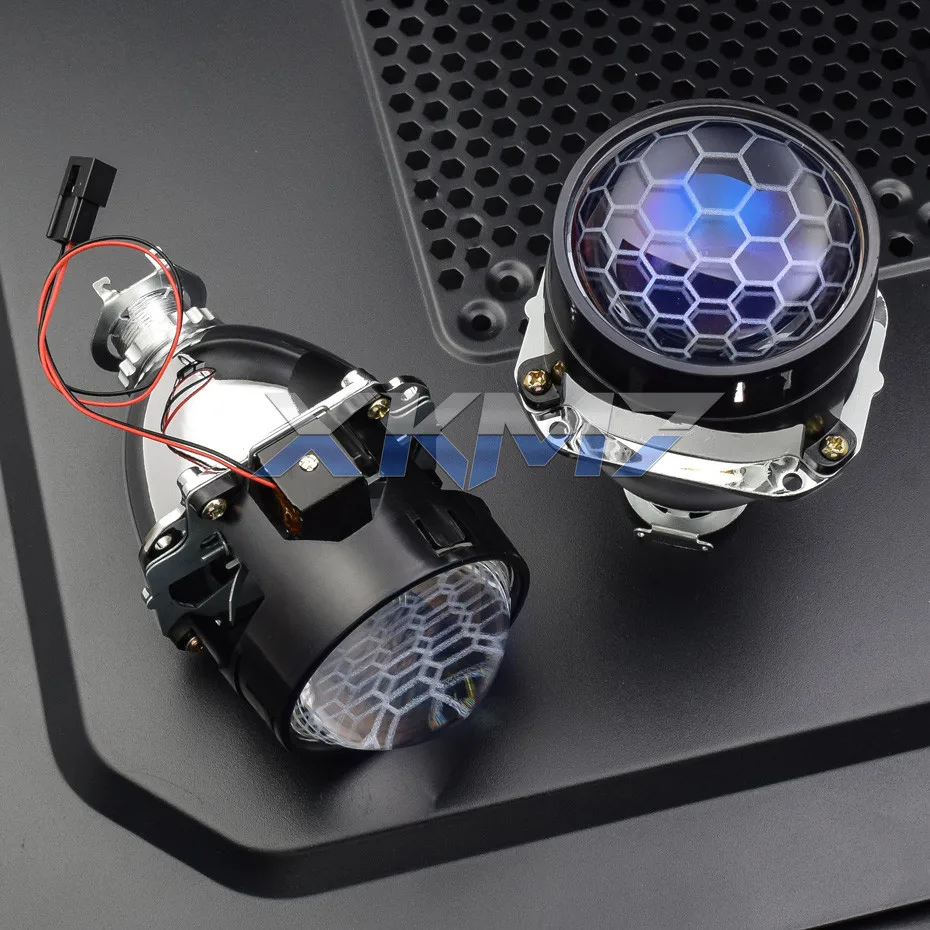 

Биксеноновые линзы для фар, проектора линзы фары автомобильные, светодиодные ангельские глазки, 2,5-дюймовые сотовые линзы для модернизации фар, ходовые огни для авто, H4 H7 H1 тюнинг, аксессуары для авто