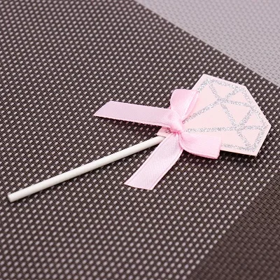 pink 10 шт. прекрасный Алмазный кекс топперы розовый с днем рождения вставка для торта карты DIY Бумага Свадебная сатиновая с бантом украшения - Цвет: pink