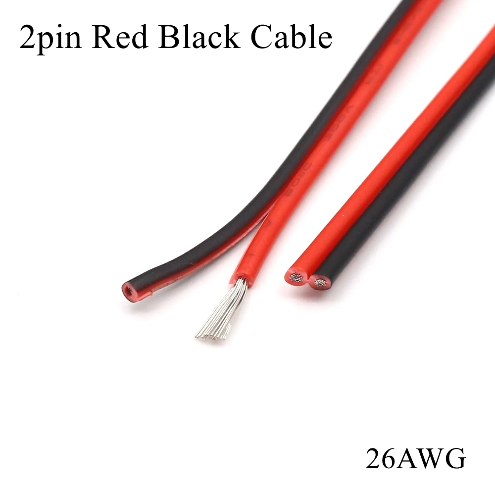 10 м/лот) UL2468 26AWG 2pin луженая медь красный черный провод ПВХ изолированный Электрический удлинитель Светодиодная лента