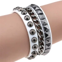 egirl square rivet leather bracelet for women men hip hop style punk metal chain punk bracelets bangles jewelry accessories
