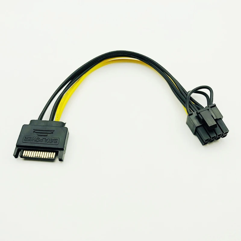 5PCS New 15pin SATA Male to 8pin(6+2) PCI-E Power Supply Cable 20cm 15-pin 8 pin cable 18AWG Wire for Graphic Card | Компьютеры и офис