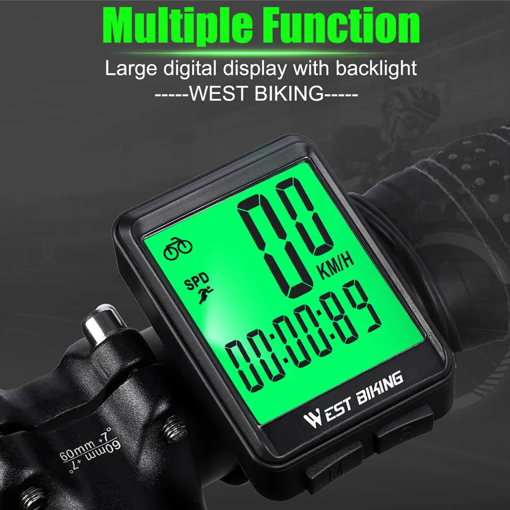 

WEST BIKING Bike Cycling Odometer Stopwatch Bicycle LED Measurable Speedometer Rainproof Bicycle Riding Computer